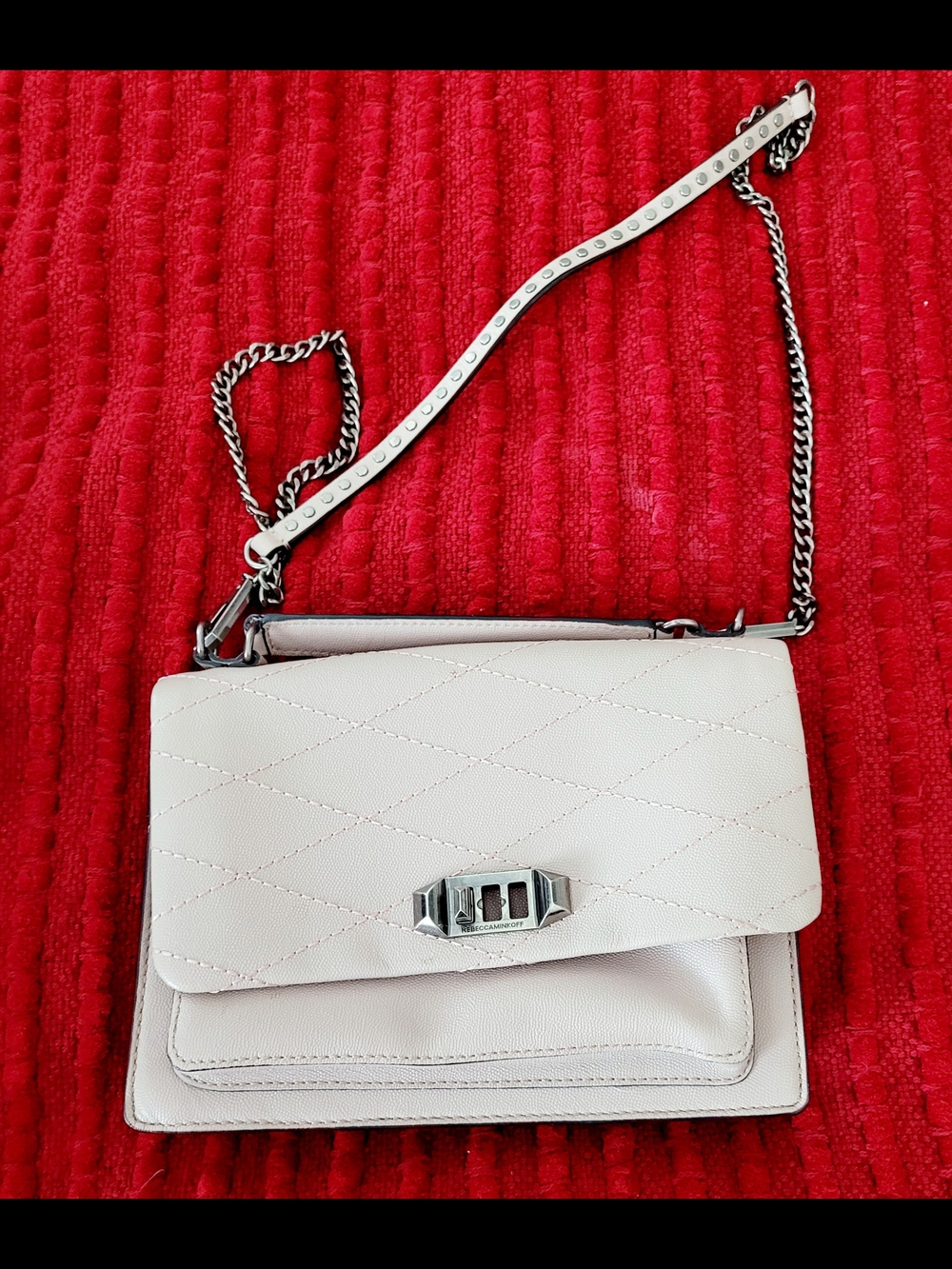 Rebecca Minkoff Cream Leather Chain Crossbody Bag
